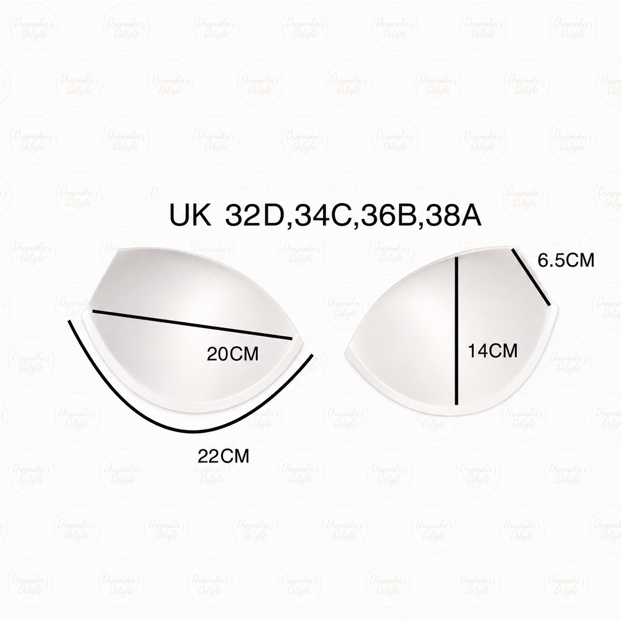 Soft Moulded Bra Cups – White Foam Cup Sold in Pairs