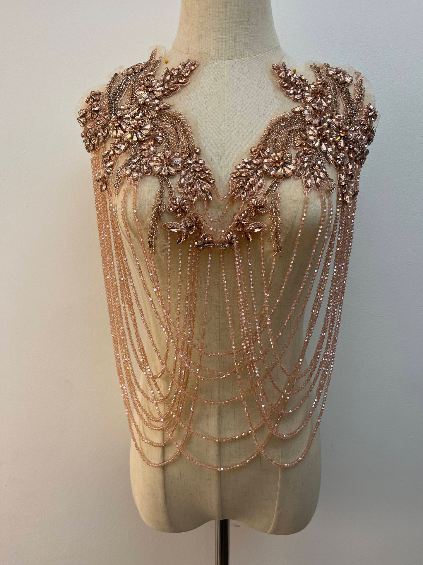 Beaded Sparkling Rhinestone Appliqué Sew-on Patches with Tassel Detail, Dress Embellishment, Sparkly. In Various Colours.