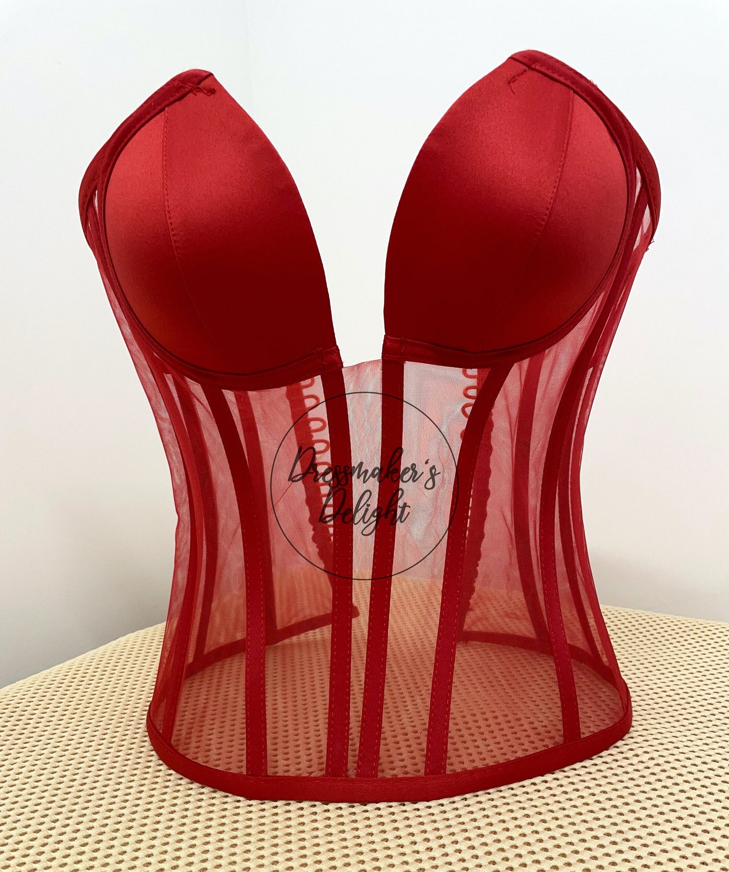 Transparent Deep Plunge Corset, Sheer Bustier, Bridal Corset, Tulle Lace-up Corset, Corset Top, Mesh Corset with Lacing. Various Colours