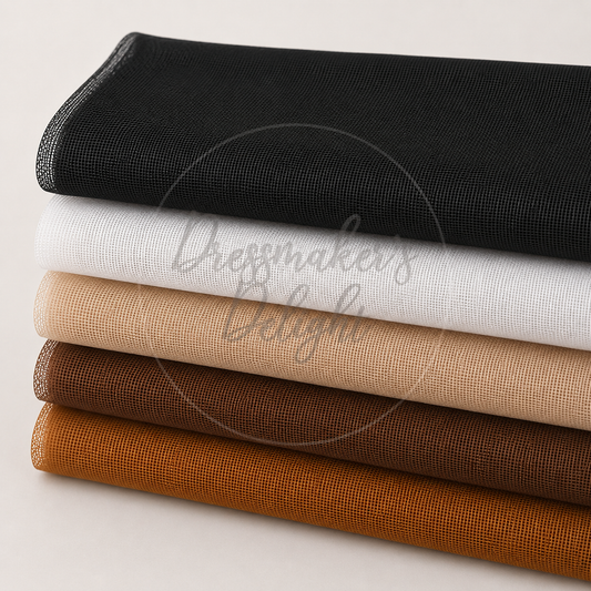 Corset Mesh, Net, Stabiliser Mesh/Net. Non-Stretch Net/Mesh for Corsets. Naked Corset Fabric. Black, White, Beige, Mid-brown & Dark Brown.