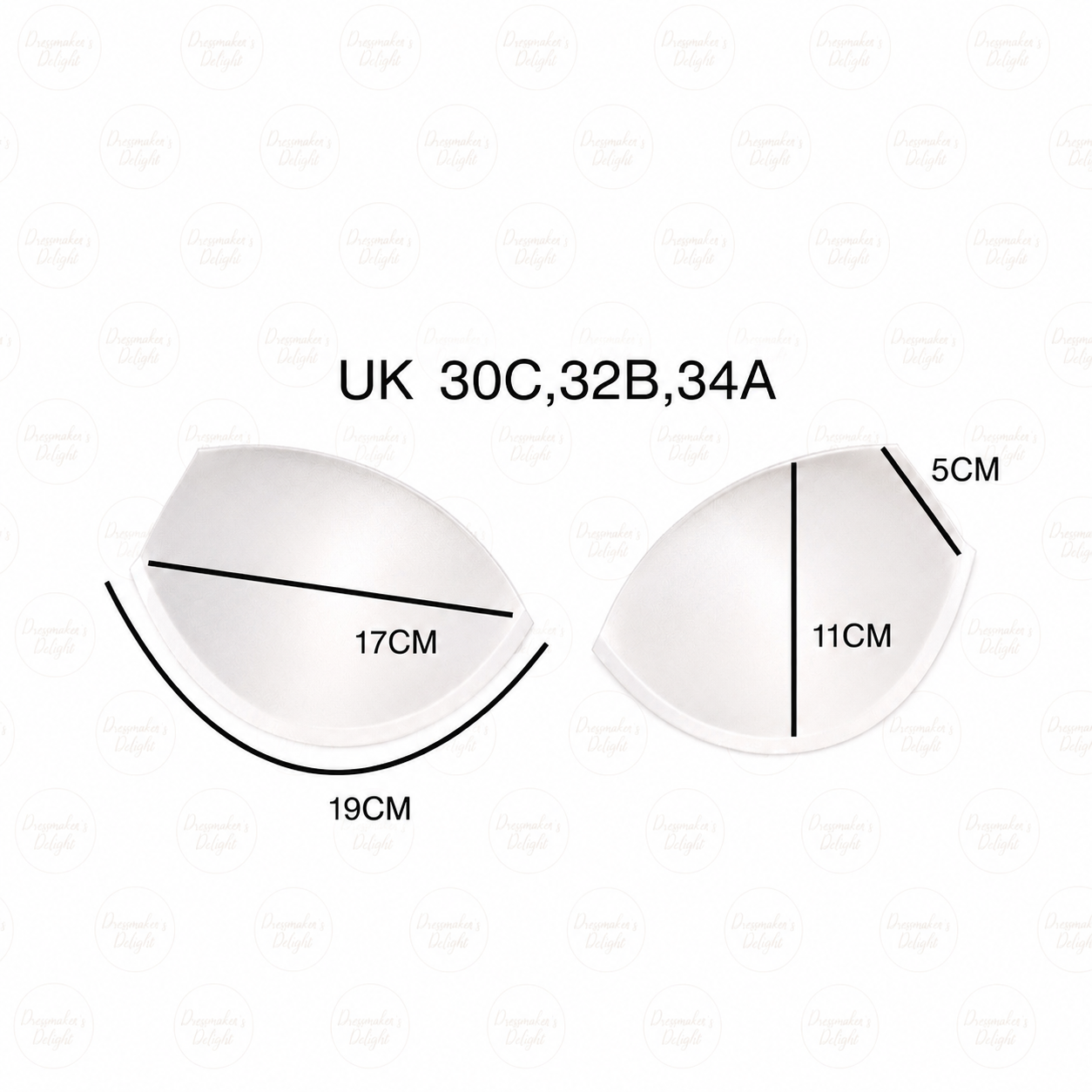 Soft Moulded Bra Cups – White Foam Cup Sold in Pairs