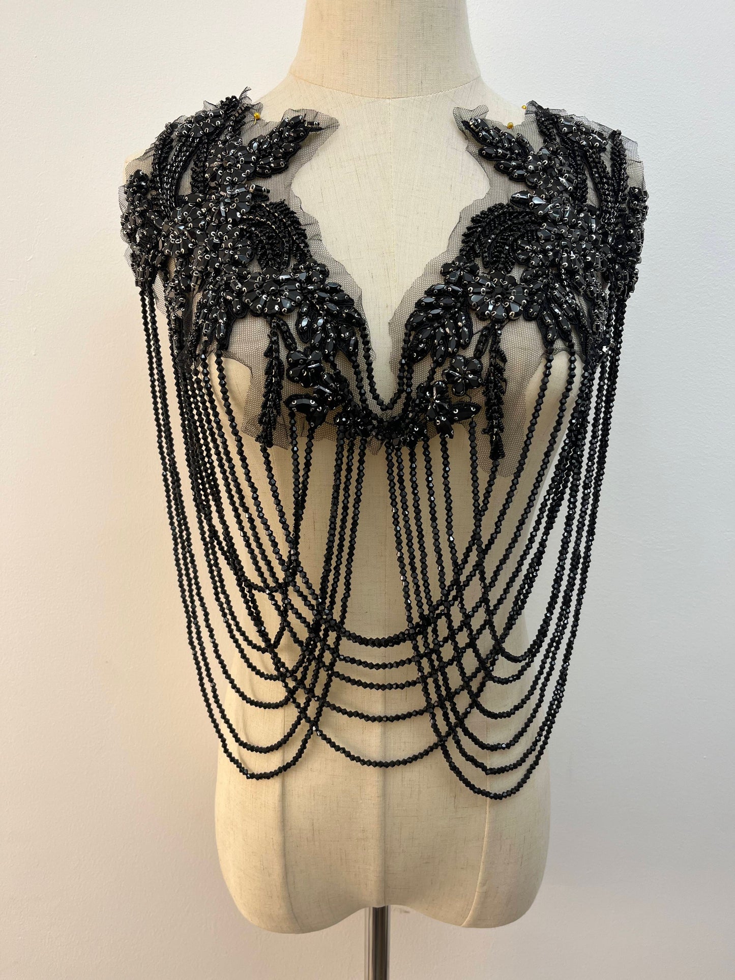 Beaded Sparkling Rhinestone Appliqué Sew-on Patches with Tassel Detail, Dress Embellishment, Sparkly. In Various Colours.