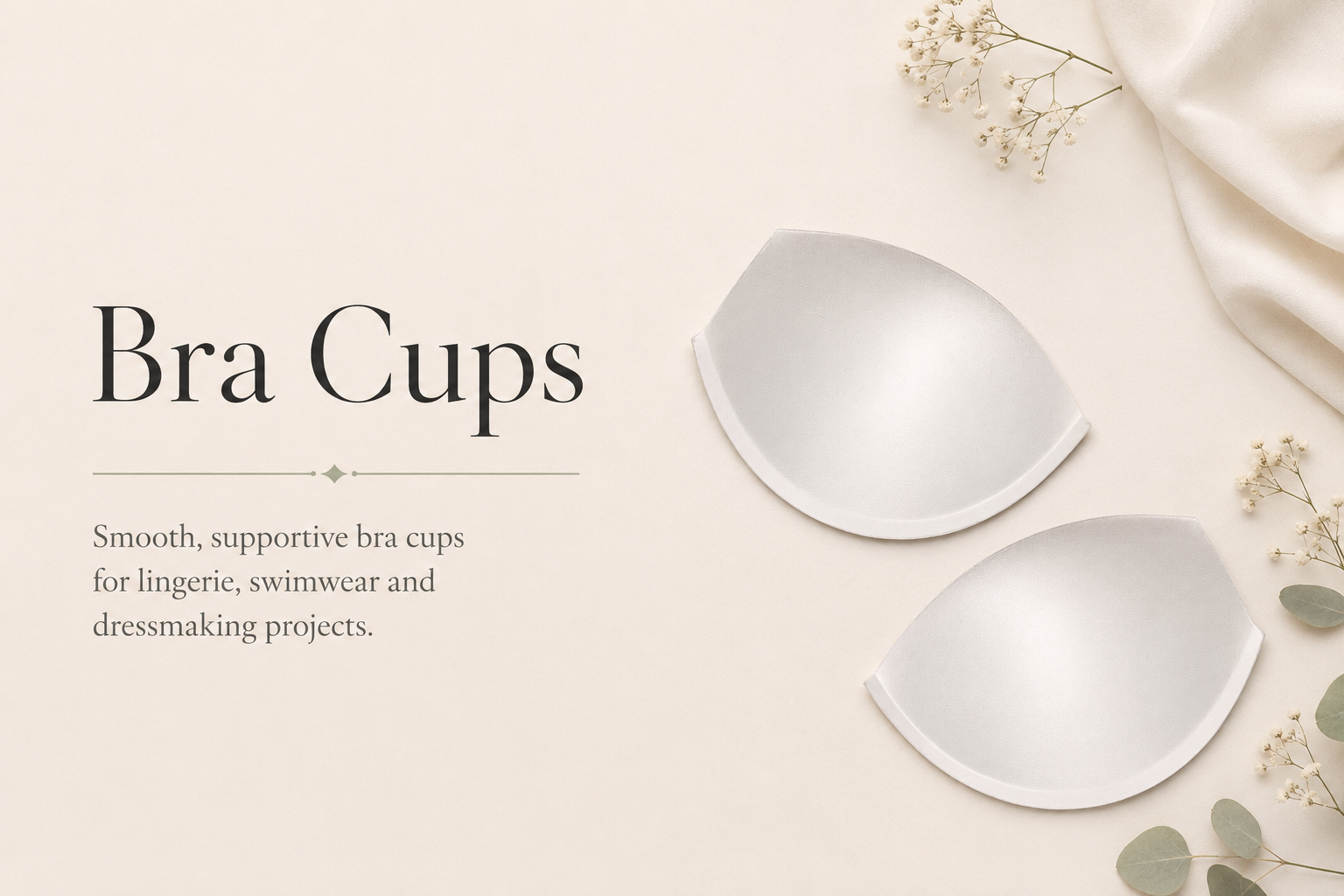 Two bra cups on a light beige background with text about their use.