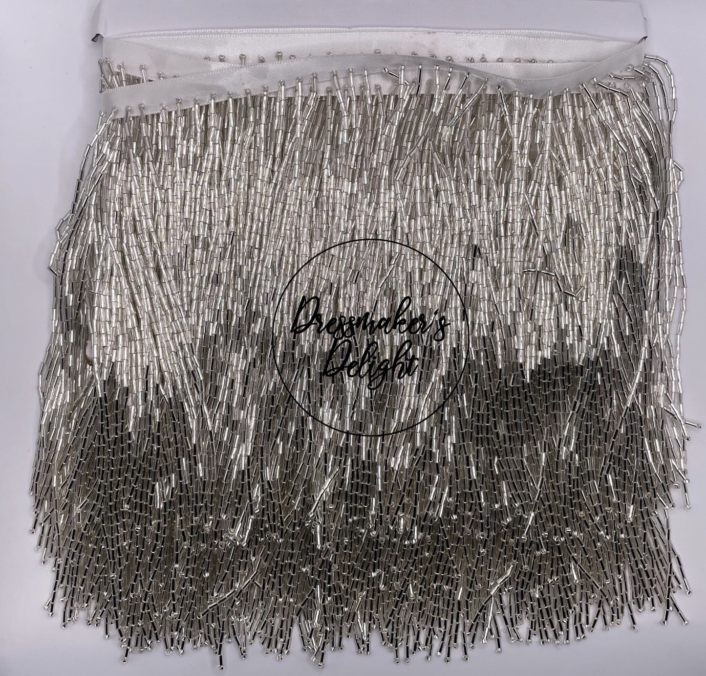 Black, Silver and Gold Beaded Tassels, Beaded Fringing, Beaded Fringe Trim. 16cm/6.2"