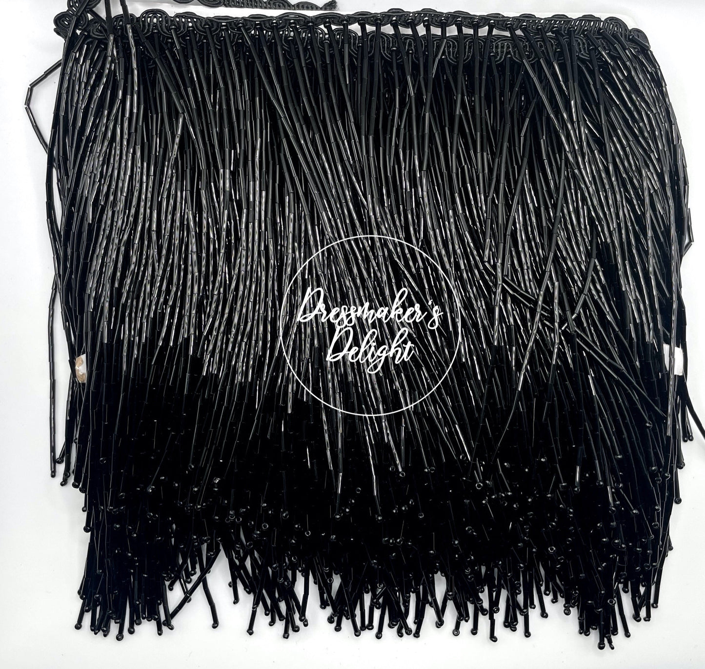 Black, Silver and Gold Beaded Tassels, Beaded Fringing, Beaded Fringe Trim. 16cm/6.2"