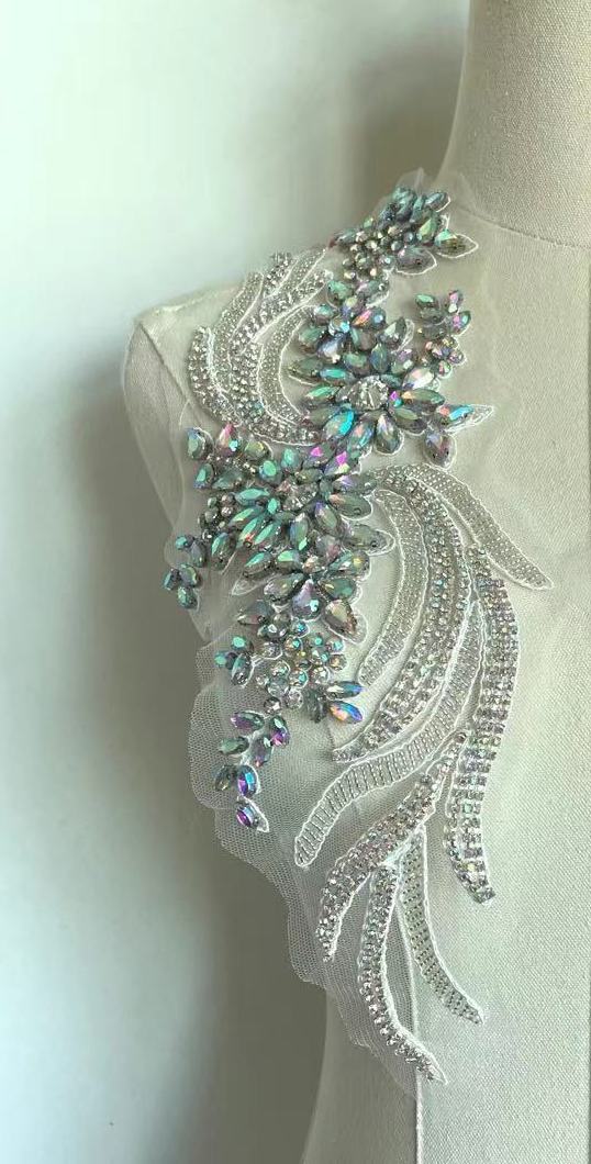 Heavy Beaded Rhinestone Appliqué Patch – Sew-On Dress Embellishment – Dressmaker's Delight