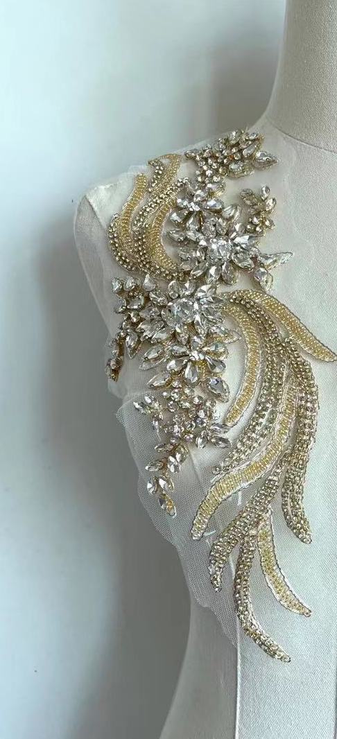 Heavily Beaded Sparkling Rhinestone Applique Sew-on Patches in various Dressmaker's Delight Heavily Beaded Sparkling Rhinestone Applique Sew-on Patches in various Dressmaker's Delight