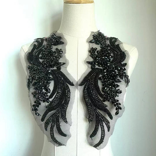 Heavily Beaded Sparkling Rhinestone Applique Sew-on Patches in various colours, Dress Embellishment