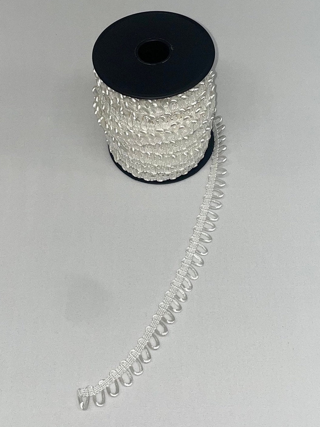 Bridal Button Looping, Button Hole Loops, Non-elastic. Rouleau Button Looping. White, Red and Black