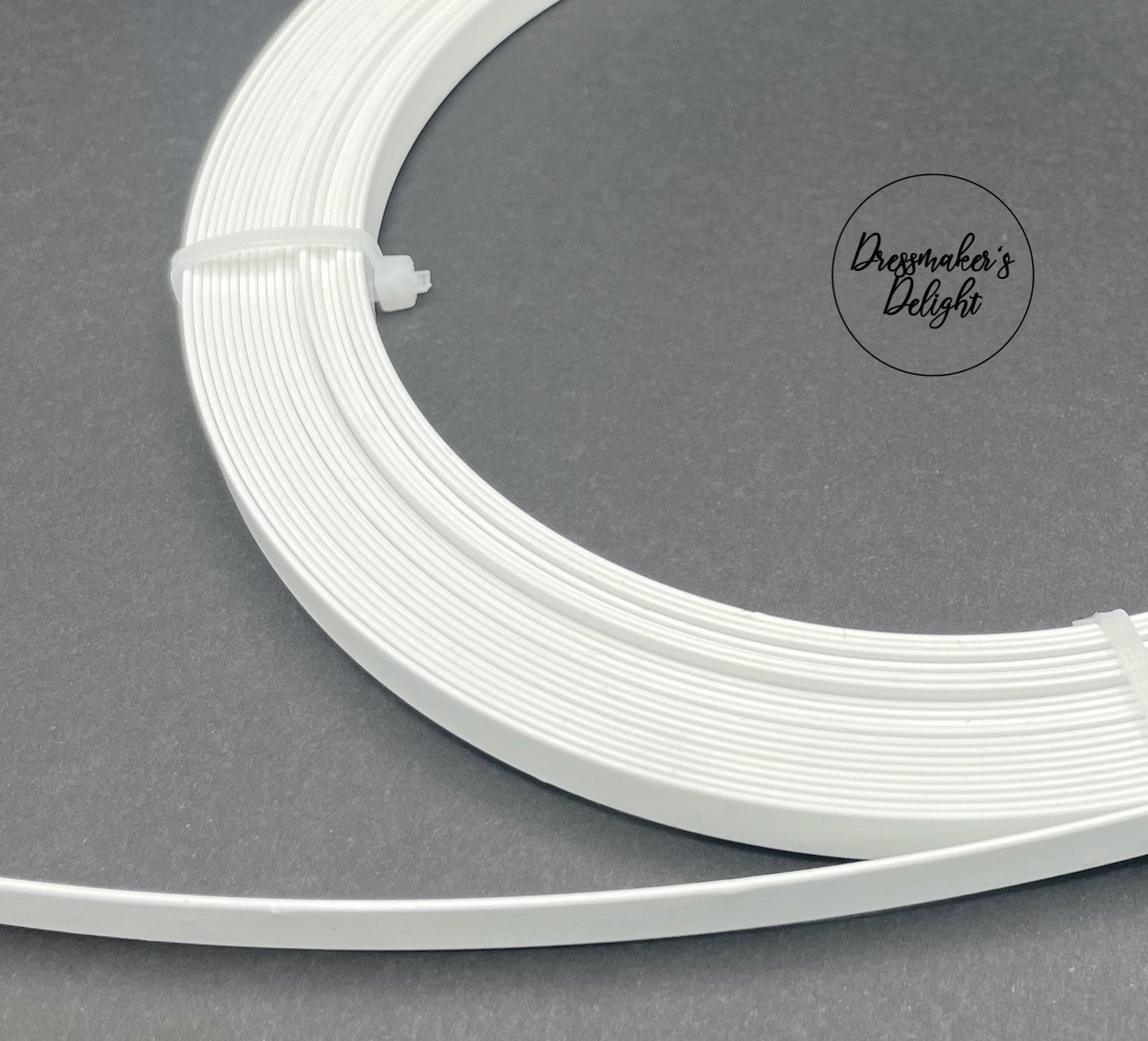5mm and 7mm White Flat Steel Spring Boning, Lingerie, Hoop Skirt and Corsetry Boning. Stiff Boning. Steel Bars