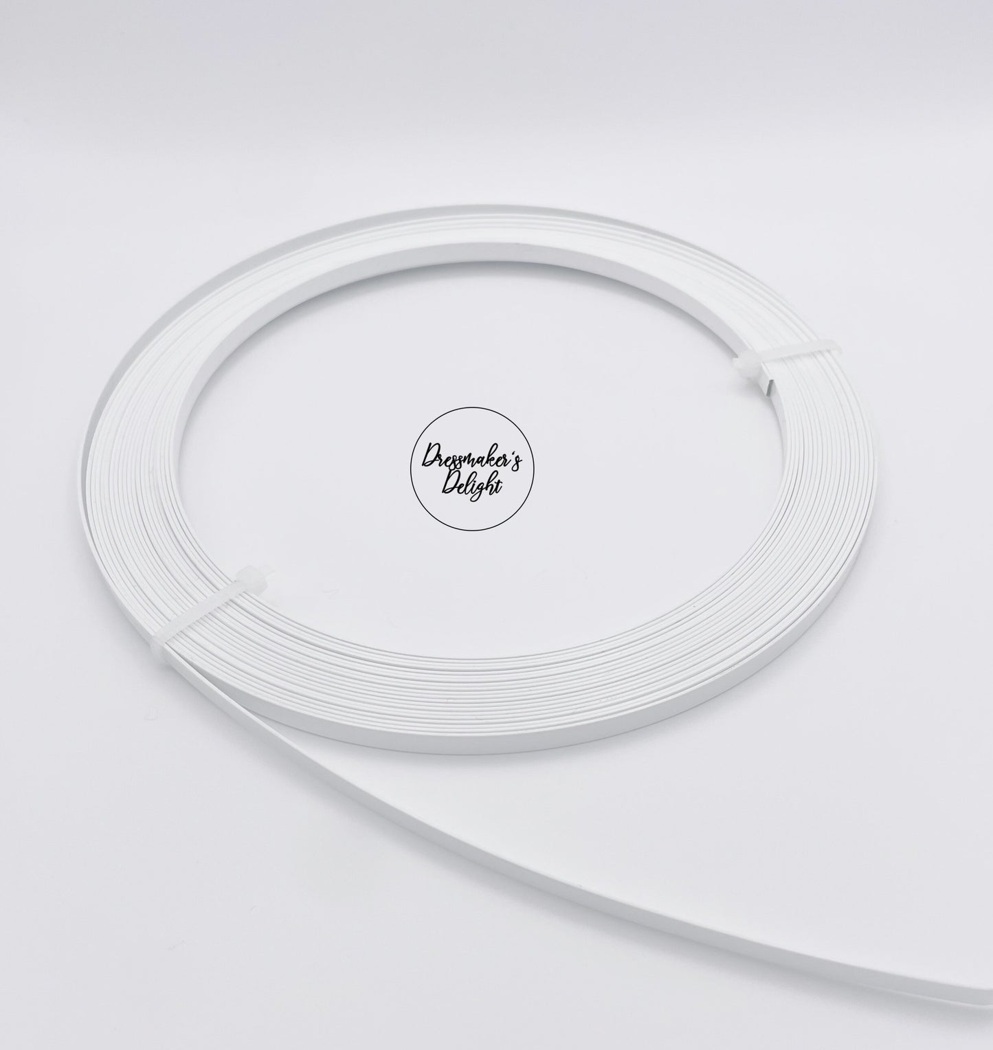 5mm and 7mm White Flat Steel Spring Boning, Lingerie, Hoop Skirt and Corsetry Boning. Stiff Boning. Steel Bars