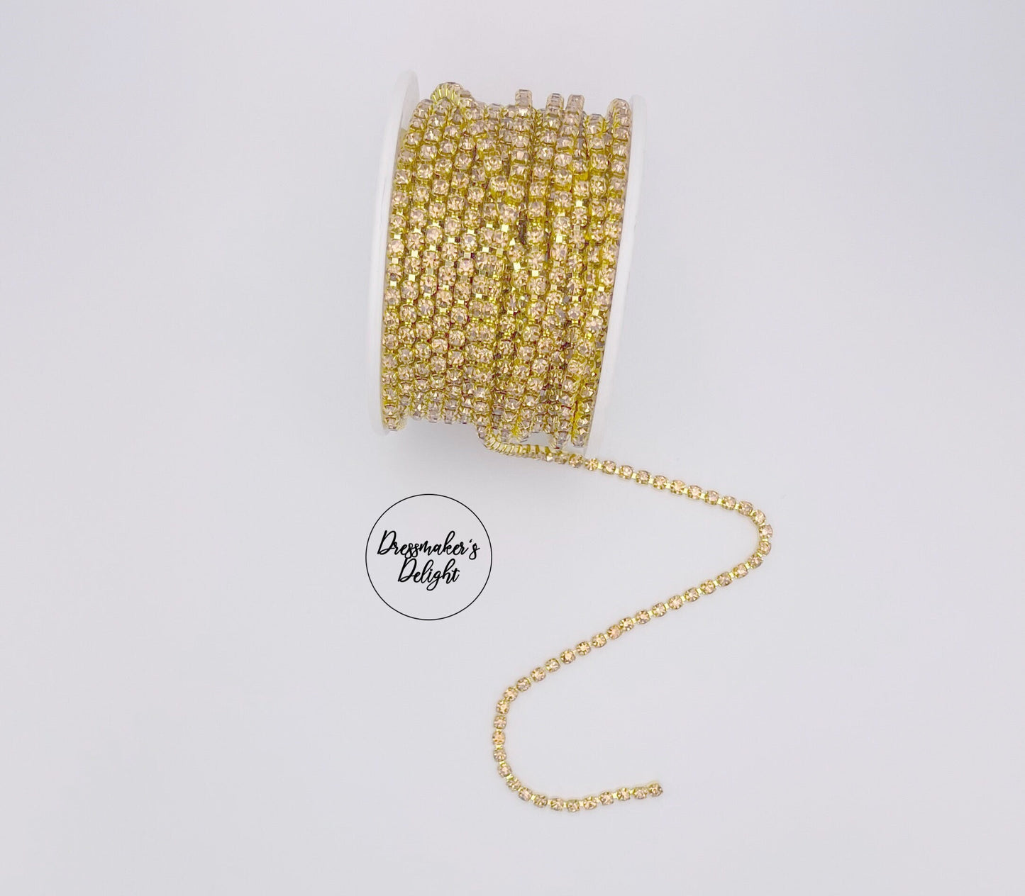 Diamanté Chain in Silver and Gold. Faux Diamond Chain. Sparkling Diamanté Necklace. 3mm Wide.